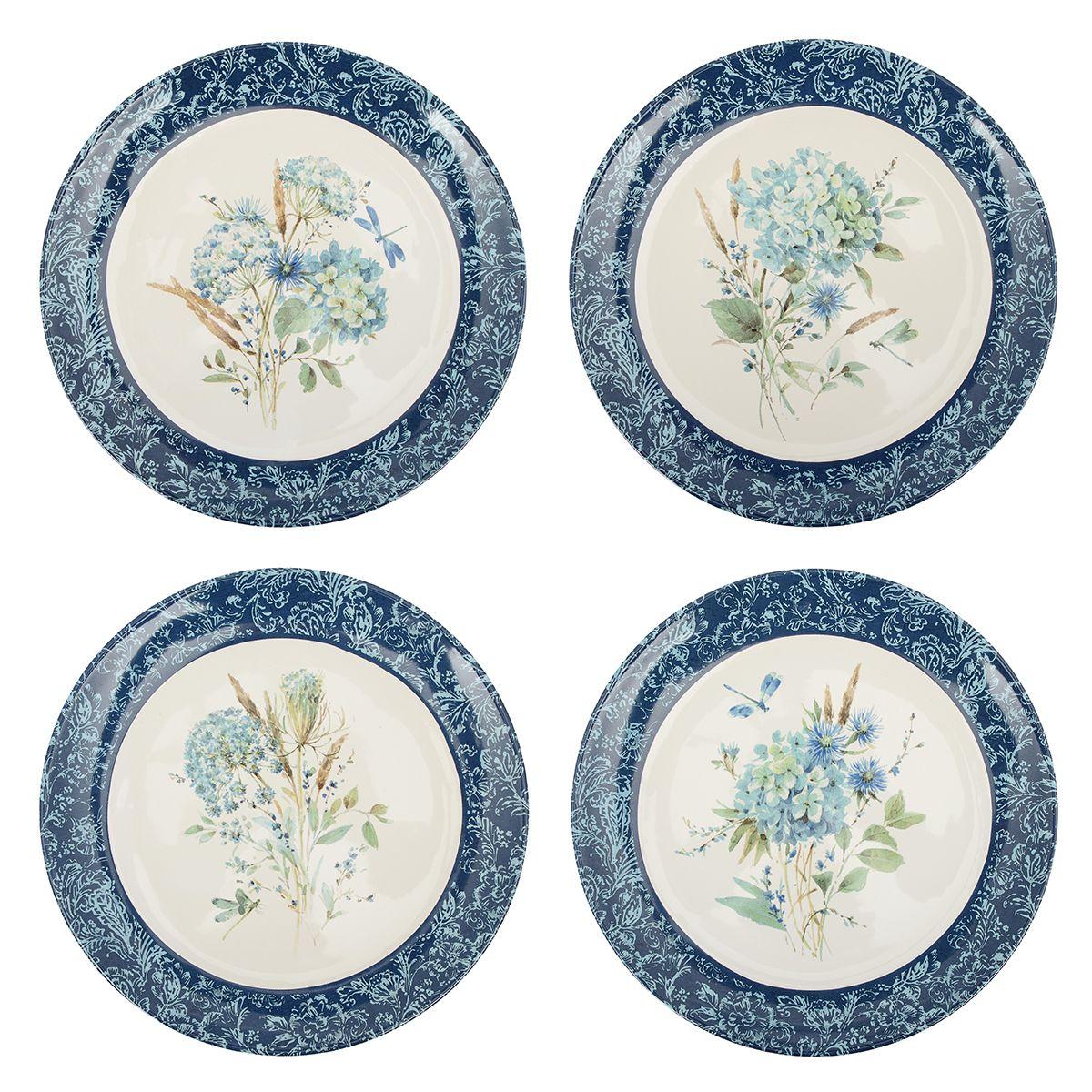 Набор из 4-х обеденных тарелок "Синие цветы Богемии"
