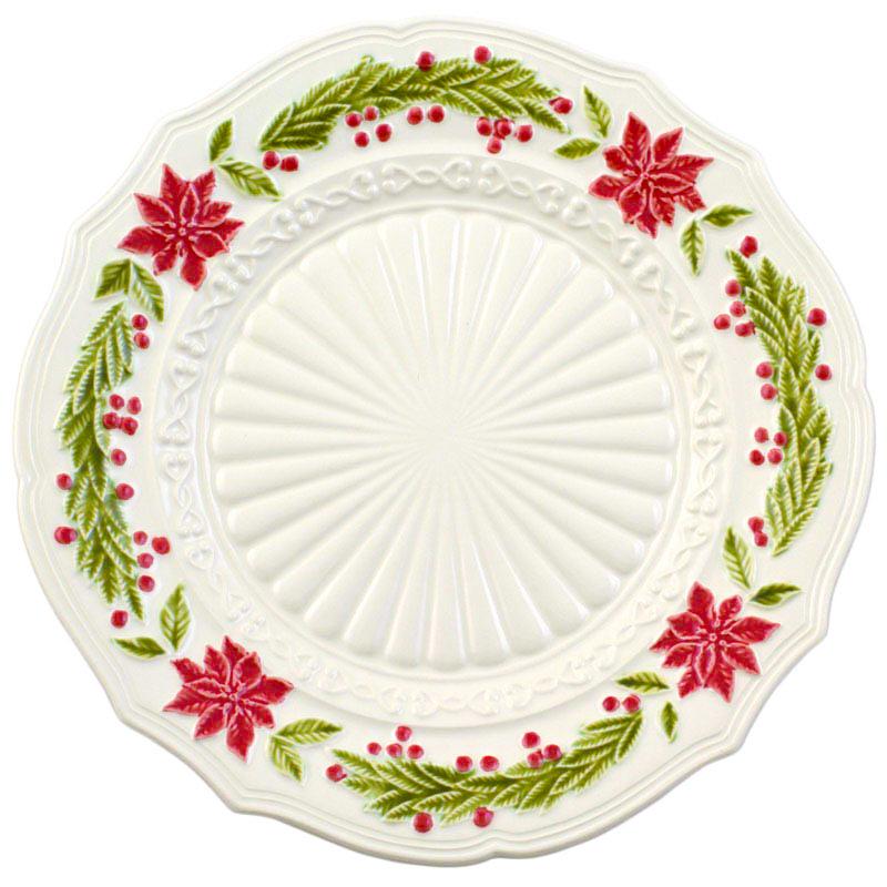 Тарелка подставная белая с новогодним рисунком "Рождество"