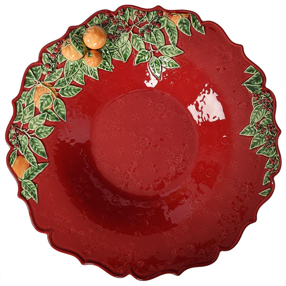 Блюдо круглое керамическое "Рождественская гирлянда"