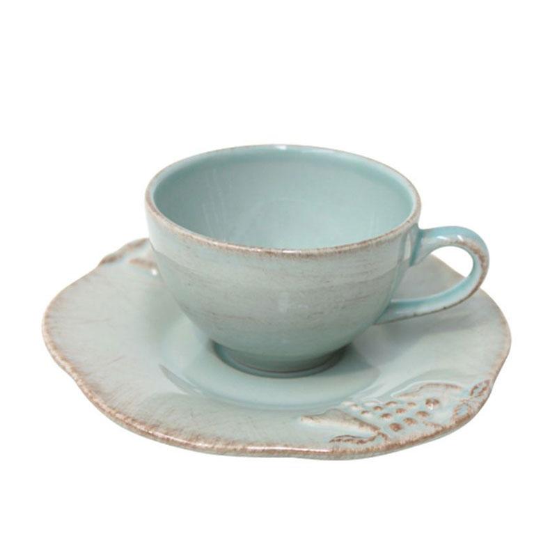 Чашки с блюдцем голубые для кофе, набор 6 шт. Mediterranea