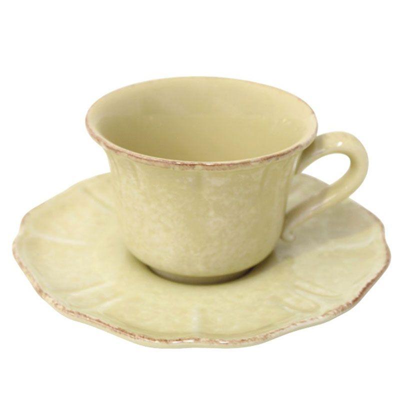 Чашка чайная с блюдцем из желтой коллекции Impressions