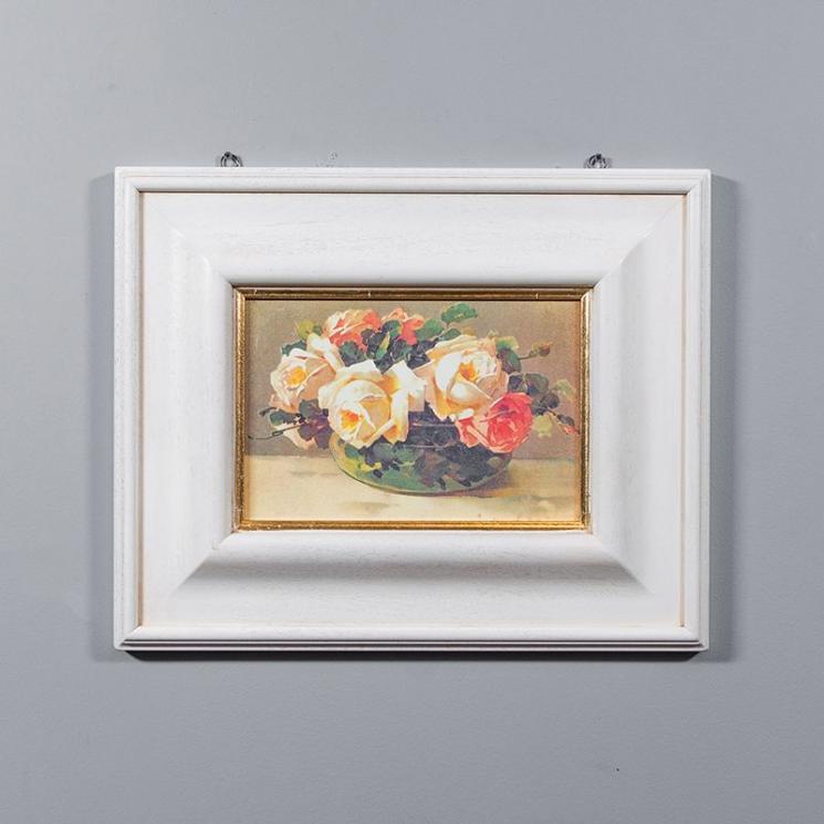 Репродукция картины Decor Toscana Розы в металлической вазе 53×43 см - фото