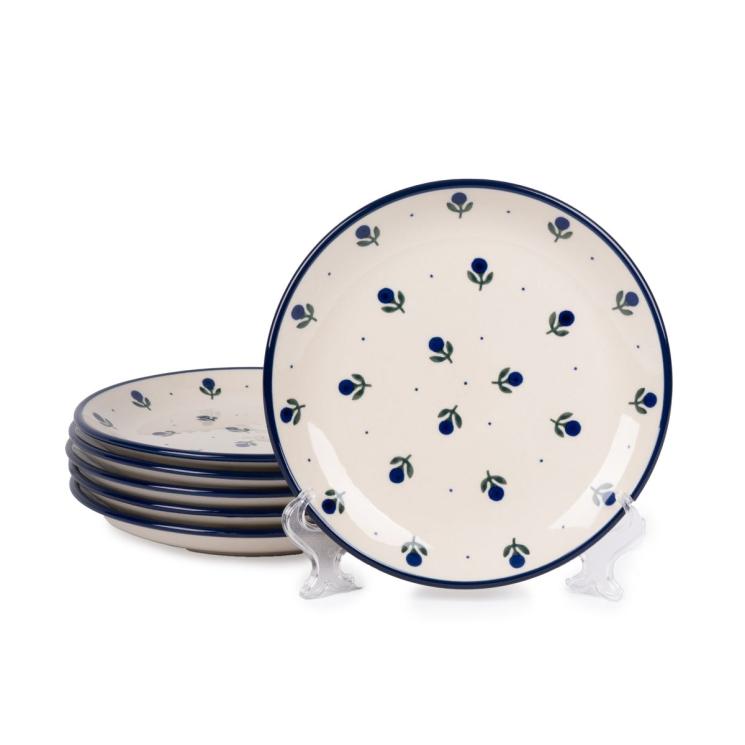 Набор десертных тарелок с рисунком "Голубика", 6 шт Керамика Артистична - фото