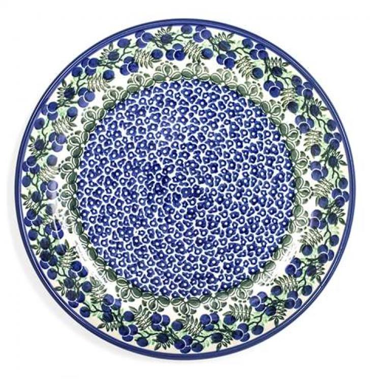 Тарелка десертная с синим узором "Ягодная поляна" Керамика Артистична - фото