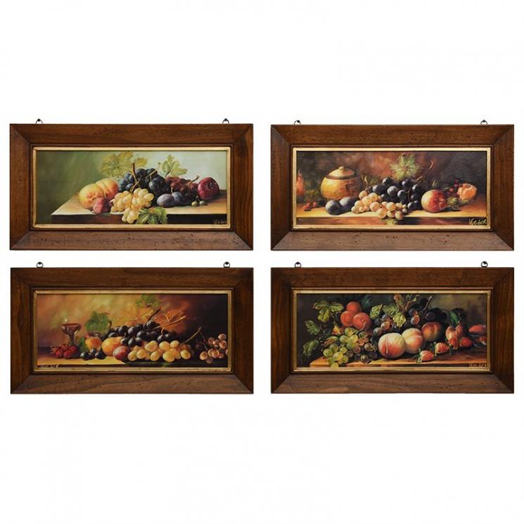 Набор из 4-х прямоугольных картин с фруктами "Натюрморты" Decor Toscana - фото