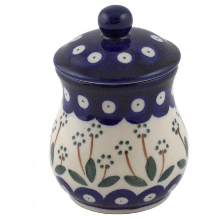 Ёмкость для специй из прочной керамики с синим узором "Весенний сад"  - фото
