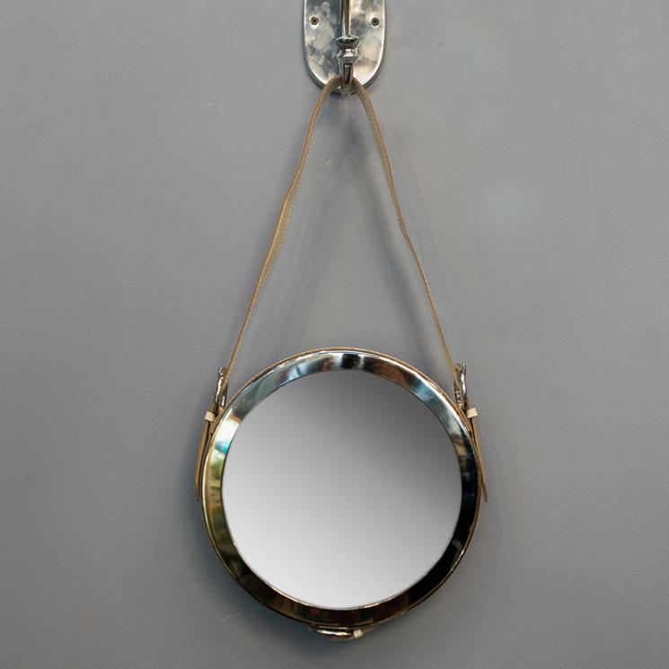 Зеркало настенное из латуни с кожаным ремешком HazenKamp - фото
