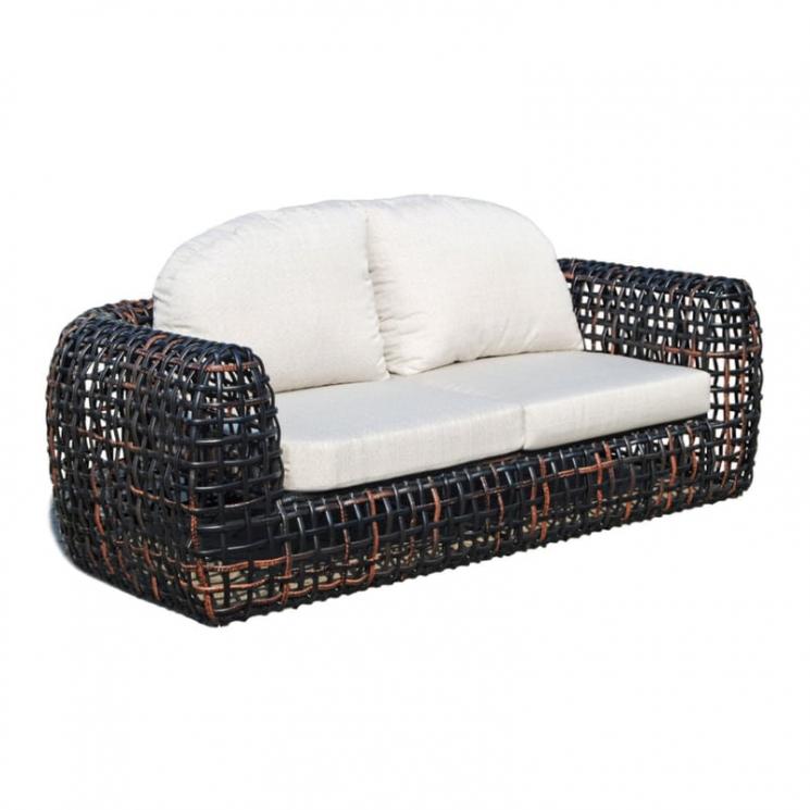 Стильный 2-х местный диван с плетеной основой из темного ротанга Dynasty Skyline Design - фото