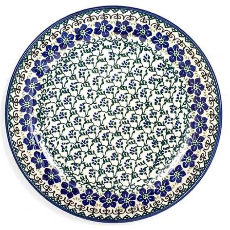 Тарелка с сине-зеленым узором "Фиалки" Керамика Артистична - фото