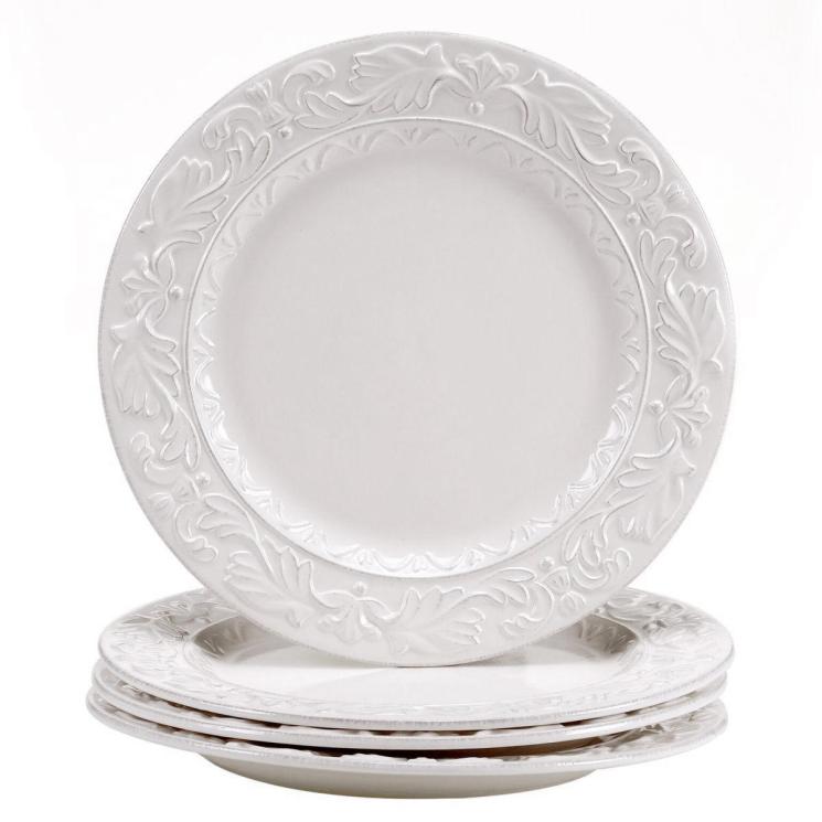 Набор из 4-х обеденных тарелок с рельефным узором "Флорентийская лоза" Certified International - фото