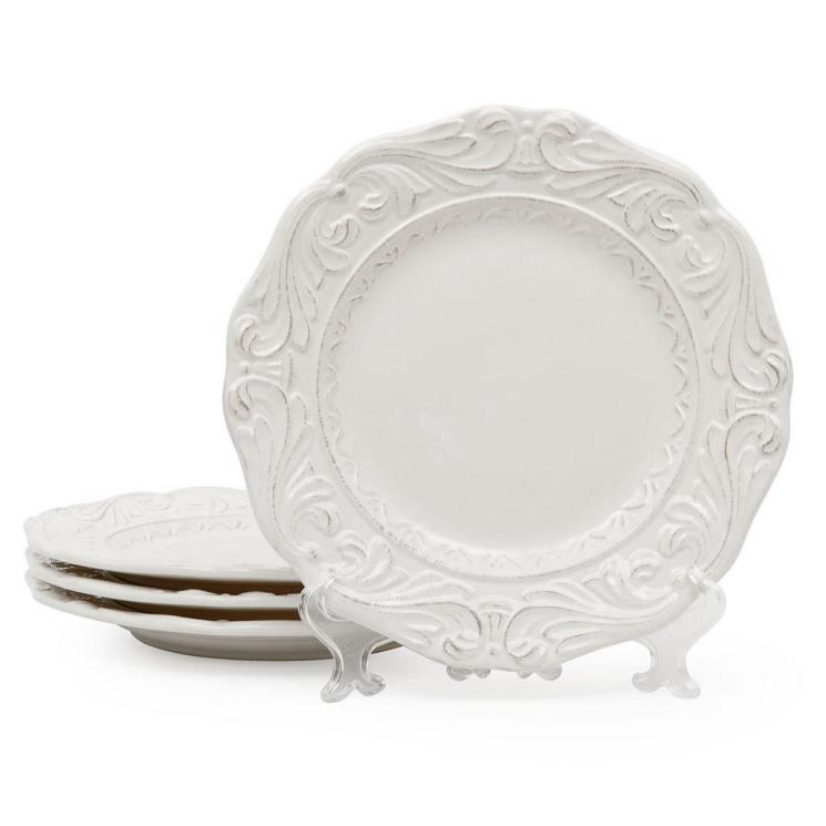 Керамические салатные тарелки с фактурным декором, набор 4 шт. "Флорентийская лоза" Certified International - фото