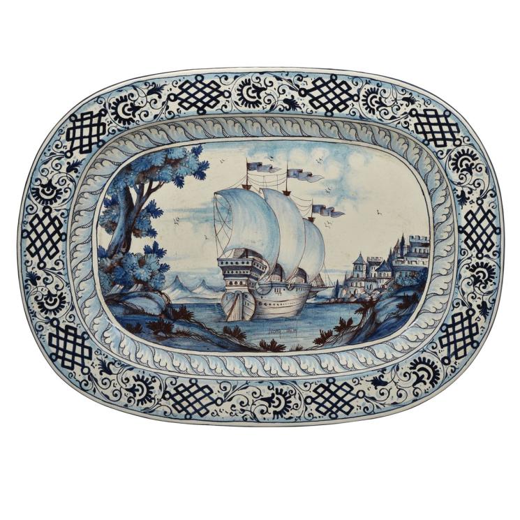 Большая настенная тарелка овальная на морскую тематику C. Leona - фото