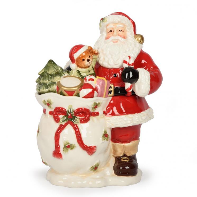 Красочная новогодняя шкатулка из керамики в виде Деда Мороза с мешком подарков Lamart Lamart - фото