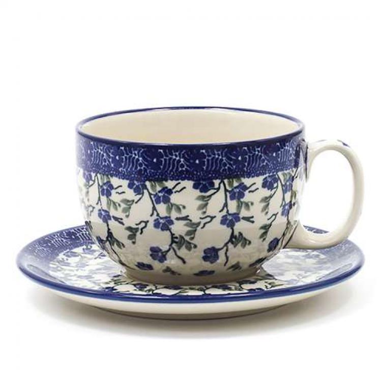 Керамическая чашка для чая с блюдцем "Летний ветерок" Керамика Артистична - фото