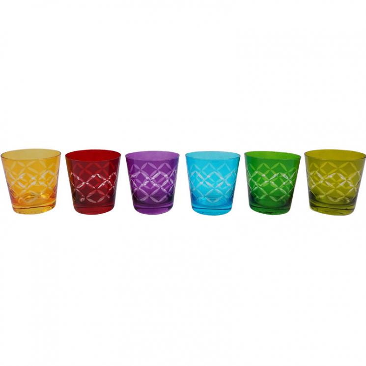 Набор разноцветных стаканов из стекла с резным орнаментом Fidelio, 6 шт. HOFF Interieur - фото