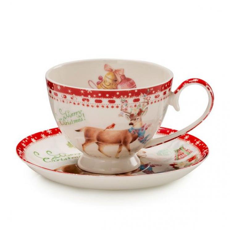 Набор из 2х чайных чашек с блюдцем для новогоднего презента «Теплые поздравления» Palais Royal - фото