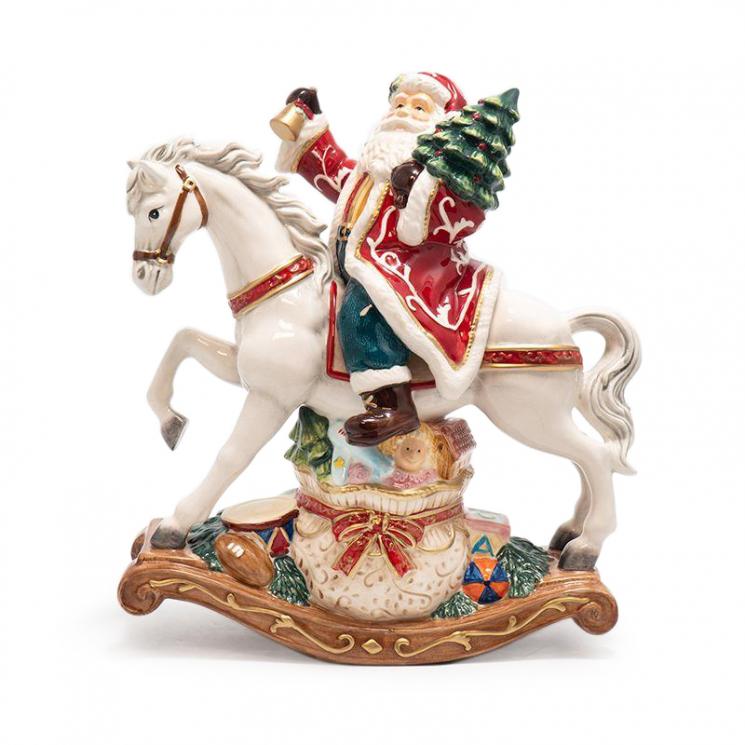 Музыкальная керамическая статуэтка в рождественском стиле «Дед Мороз на коне» Palais Royal - фото