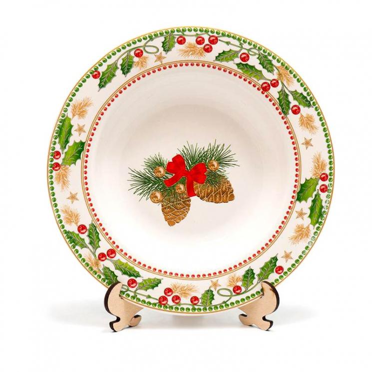 Суповая фарфоровая тарелка для новогодней сервировки «Счастливые дни» Palais Royal - фото