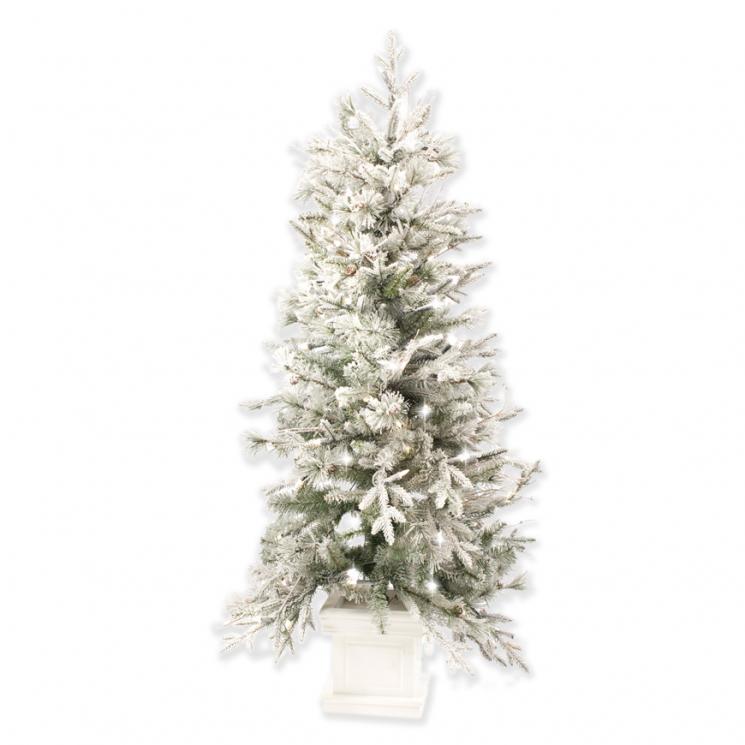 Пушистая заснеженная елка в белой подставке Paradise - фото