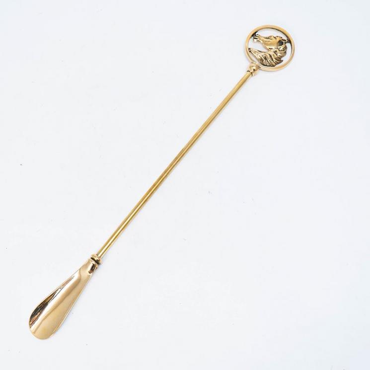 Длинная лопатка для обуви из металла золотистого цвета "Медальон с конем" Alberti Livio - фото