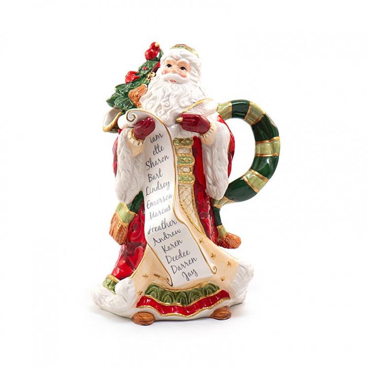 Керамический кувшин-статуэтка Дед Мороз со списком "Семейные традиции" Fitz and Floyd - фото