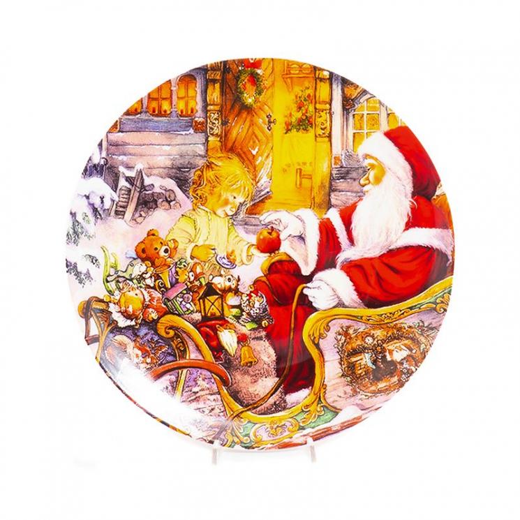 Большое блюдо с новогодней иллюстрацией "Добрый Санта у камина" Palais Royal - фото