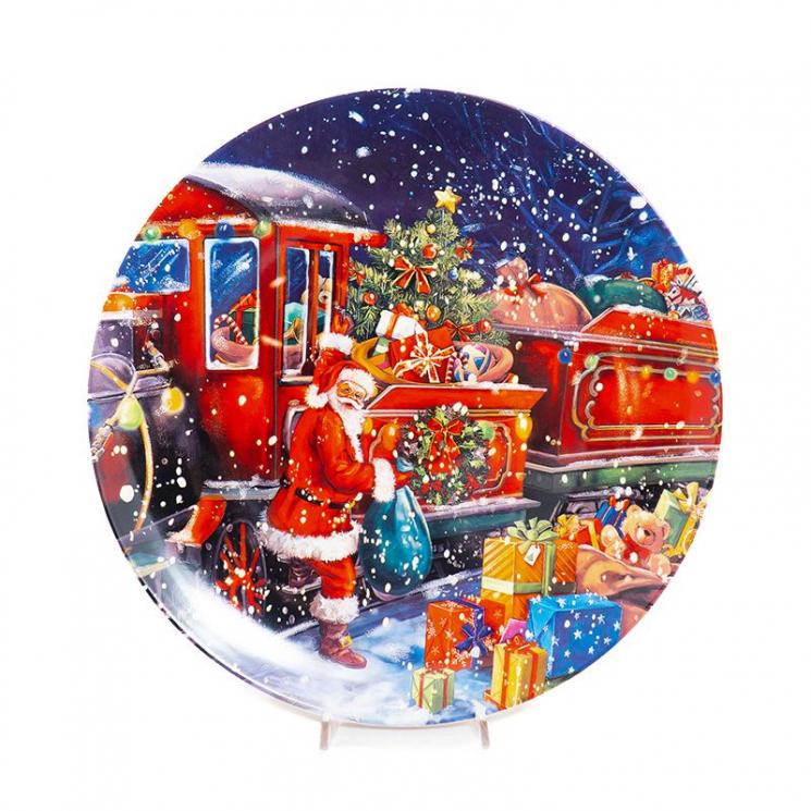 Большое блюдо, декорированное рождественской картинкой "Добрый Санта в пути" Palais Royal - фото