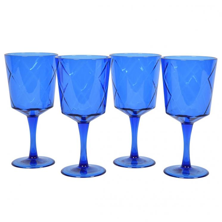Набор из 4-х темно-синих бокалов из крепкого акрилового стекла "Алмазные грани" Certified International - фото