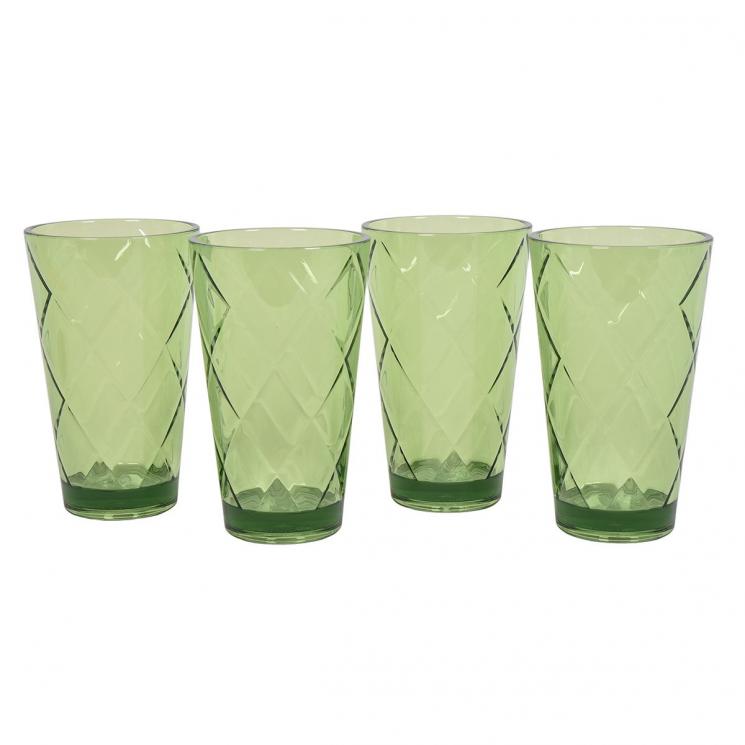 Акриловые стаканы зеленого цвета для холодных напитков, набор 4 шт. "Алмазные грани" Certified International - фото