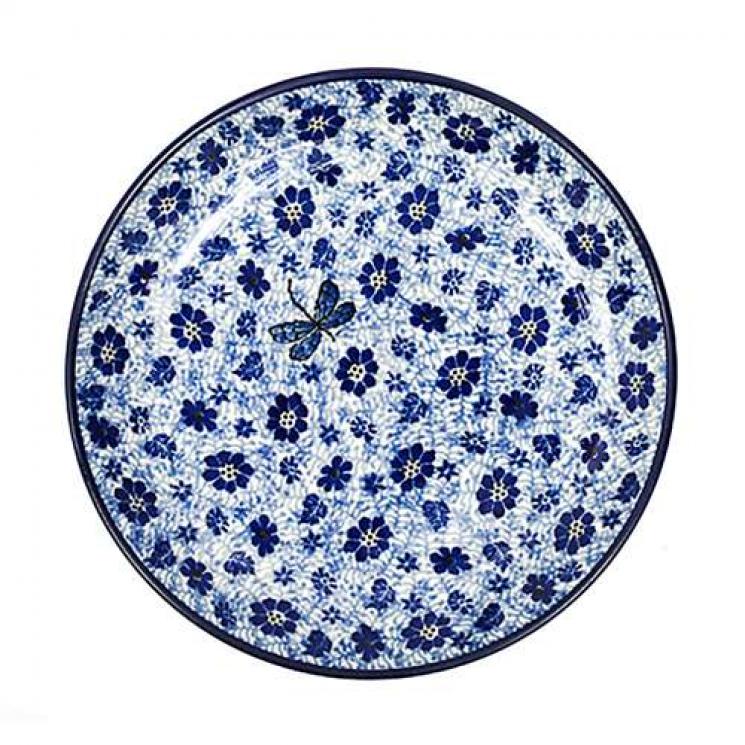 Набор из 6-ти обеденных тарелок синего цвета "Стрекоза" Керамика Артистична - фото