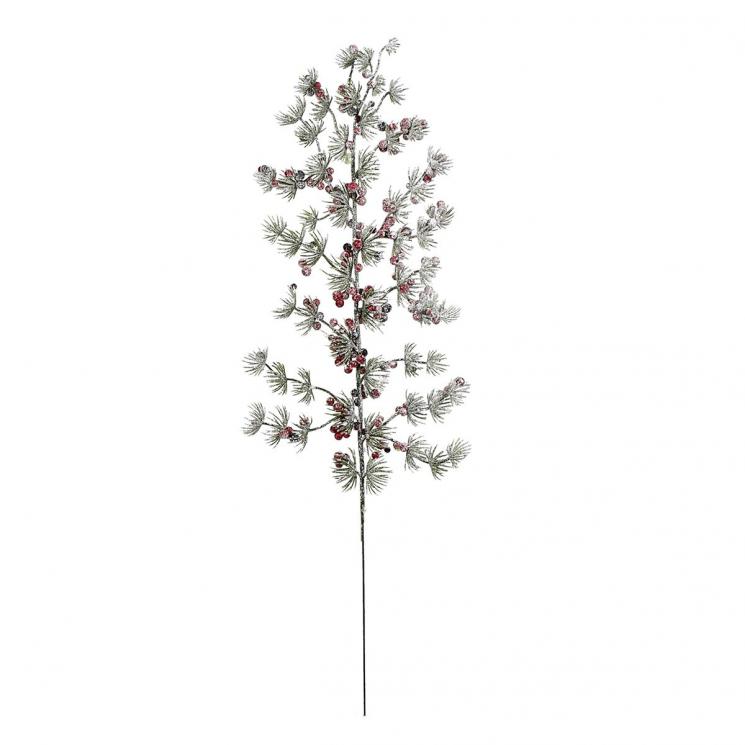 Декоративная хвойная ветка с мелкими красными ягодками Exner - фото
