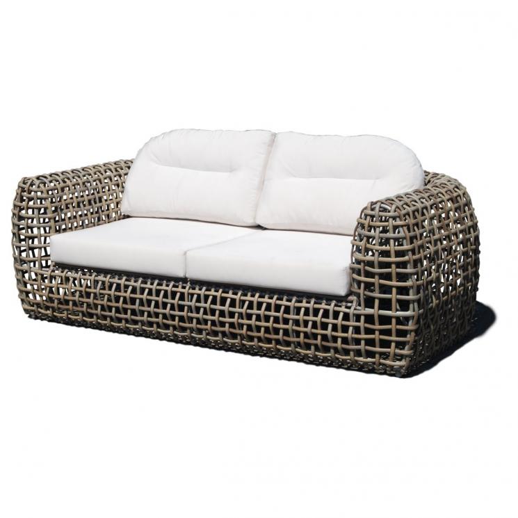 Большой 2-местный диван с плетеной основой из серого ротанга Dynasty Skyline Design - фото
