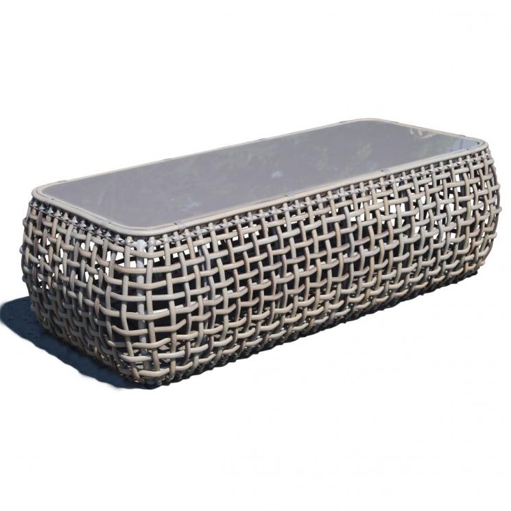 Серый журнальный столик из искусственного ротанга ручного плетения Dynasty Skyline Design - фото