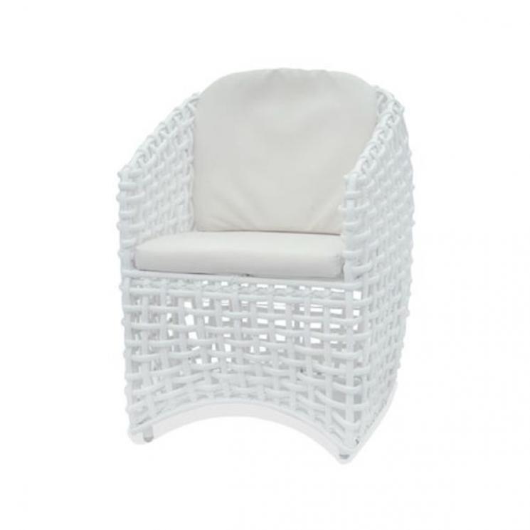 Плетеное обеденное кресло из искусственного ротанга белого цвета Dynasty Skyline Design - фото