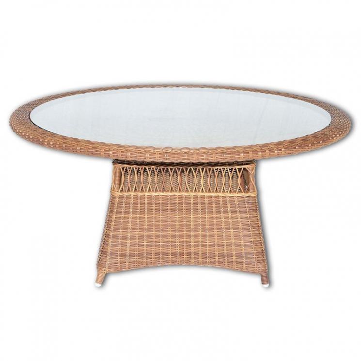 Круглый обеденный стол ручного плетения из искусственного ротанга Ebony Skyline Design - фото
