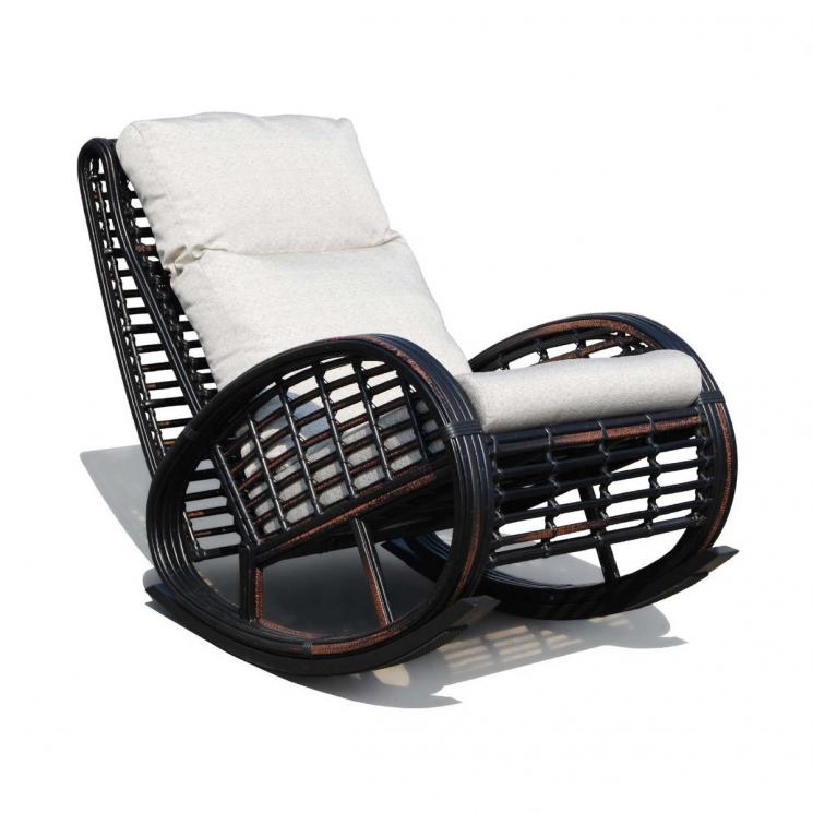 Кресло-качалка для отдыха на балконе и террасе Taurus темного цвета Black Mushroom Skyline Design - фото