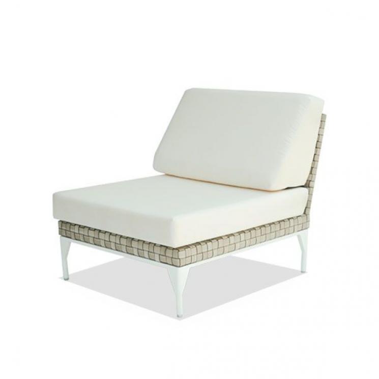 Белое модульное кресло с ротанговым плетением и мягким сиденьем Brafta Skyline Design - фото