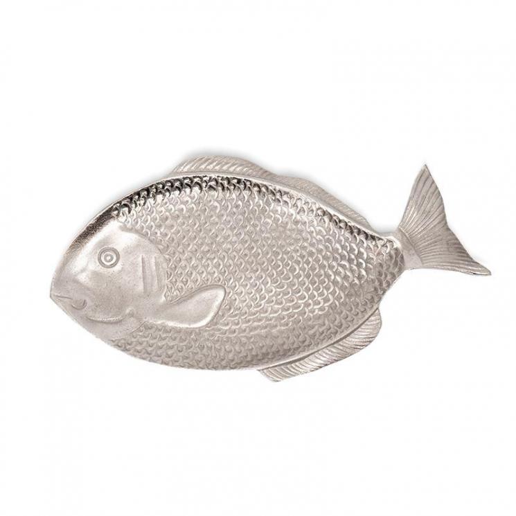 Фигурное алюминиевое блюдо в виде рыбы с рельефной поверхностью Gros Exner - фото