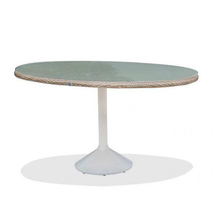 Круглый обеденный стол из техноротанга со столешницей из закаленного стекла Journey Skyline Design - фото