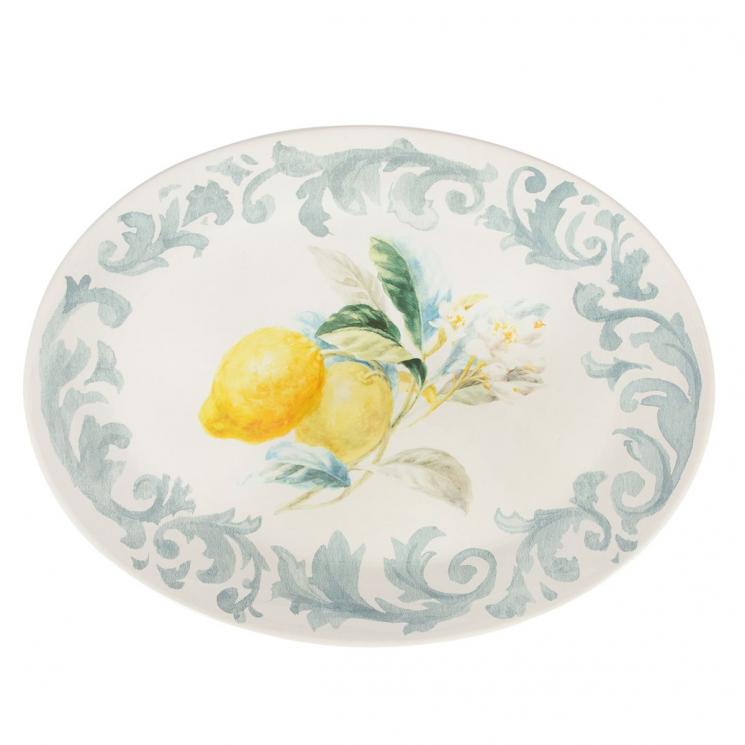 Овальное блюдо с узором из акантовых листов и центральным рисунком "Спелый лимон" Certified International - фото