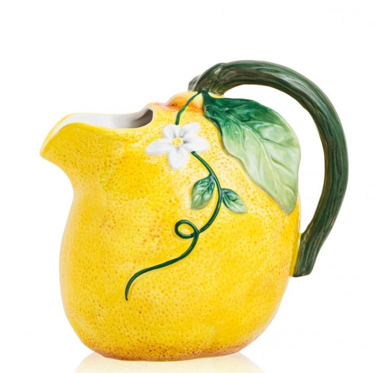 Фигурный керамический кувшин желтого цвета в виде цветущего цитруса "Спелый лимон" Certified International - фото