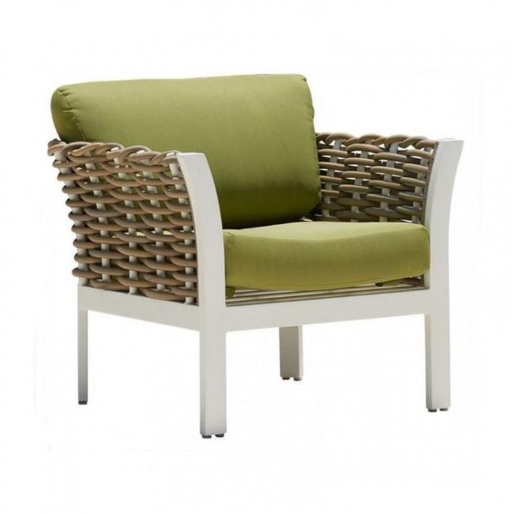 Кресло из искусственного ротанга с зеленой мягкой подушкой Olivia Skyline Design - фото