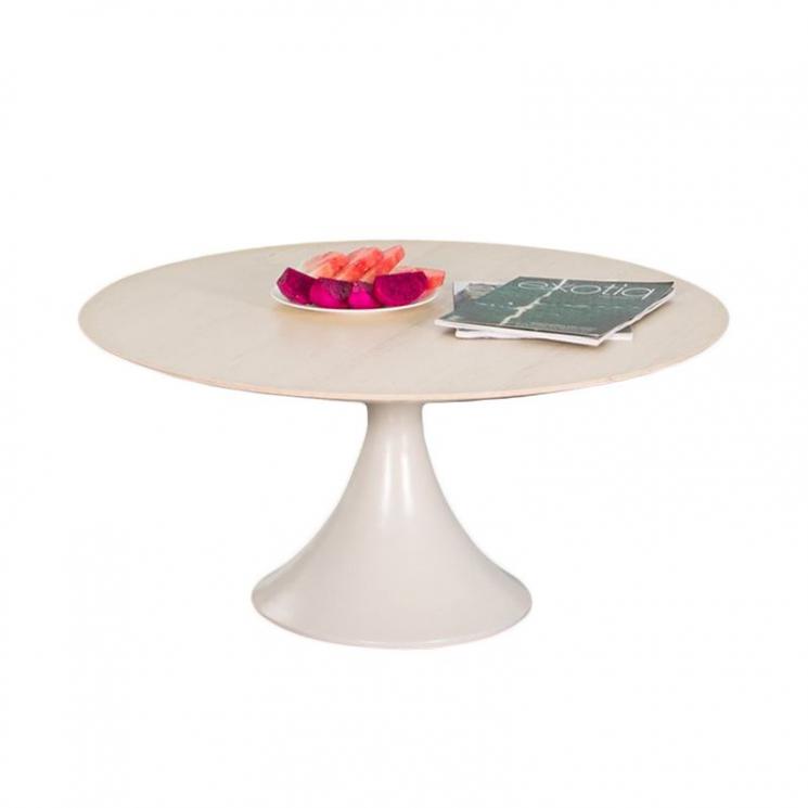 Столик кофейный круглый из металла бежевого цвета Olivia Skyline Design - фото