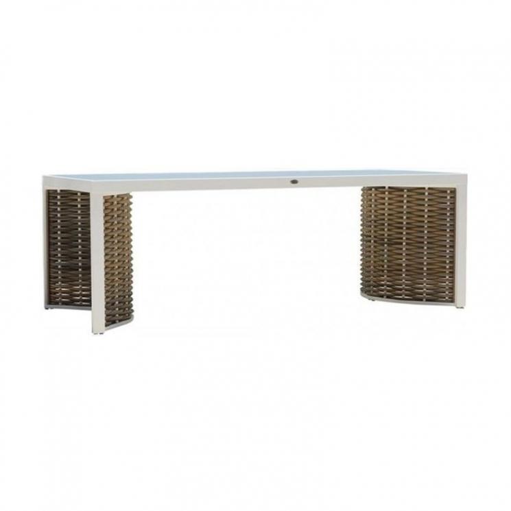 Стол обеденный прямоугольный со вставками из ротанга Olivia Skyline Design - фото