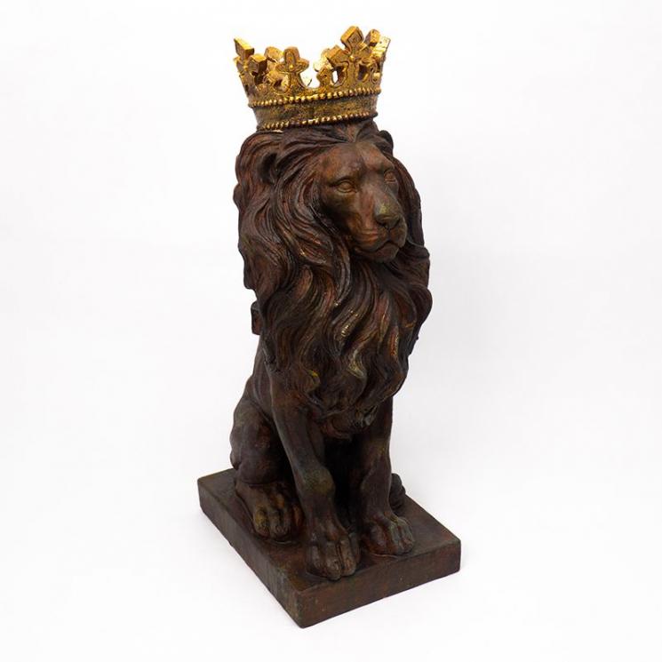 Коричневая статуэтка "Лев" с золотой короной Exner - фото