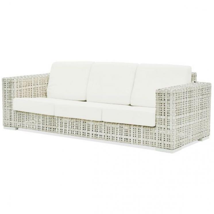 Белый трехместный диван из искусственного ротанга с мягким сиденьем Martin Skyline Design - фото