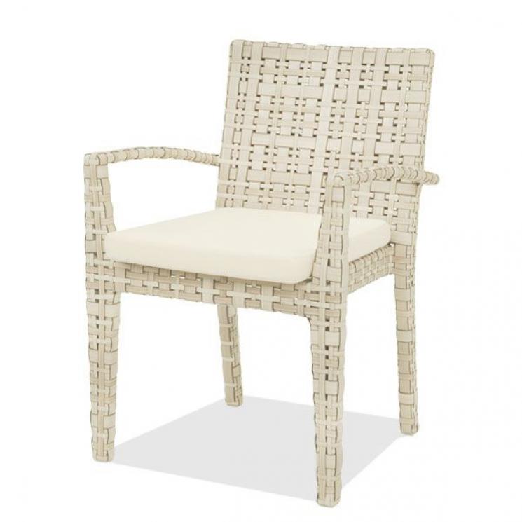 Плетеное обеденное кресло с мягкой подушкой и подлокотниками Martin Skyline Design - фото