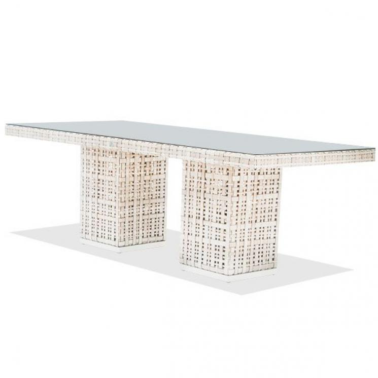 Прямоугольный плетеный обеденный стол из техноротанга со стеклянной столешницей Martin Skyline Design - фото
