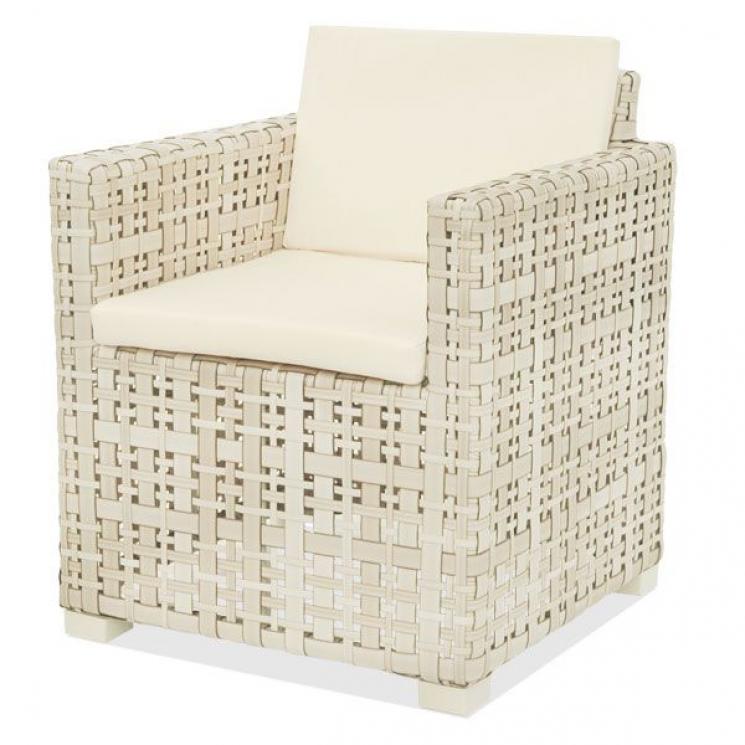 Белое обеденное кресло из плетеного ротанга с мягкой подушкой Martin Skyline Design - фото