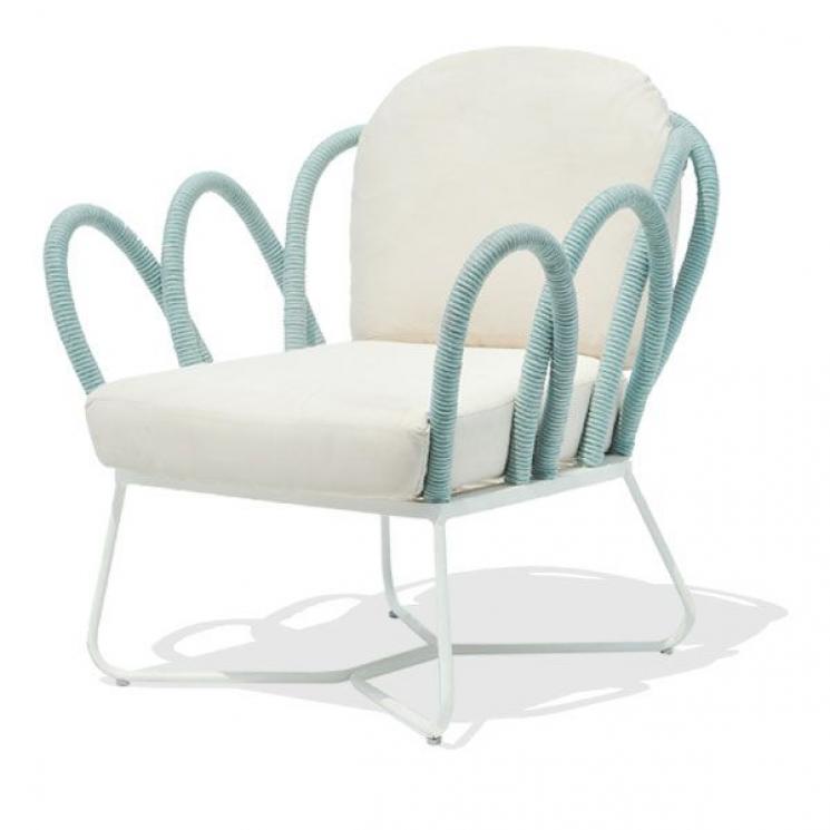 Белое балконное кресло с текстильными подушками и плетением из шнура Tuscany Skyline Design - фото